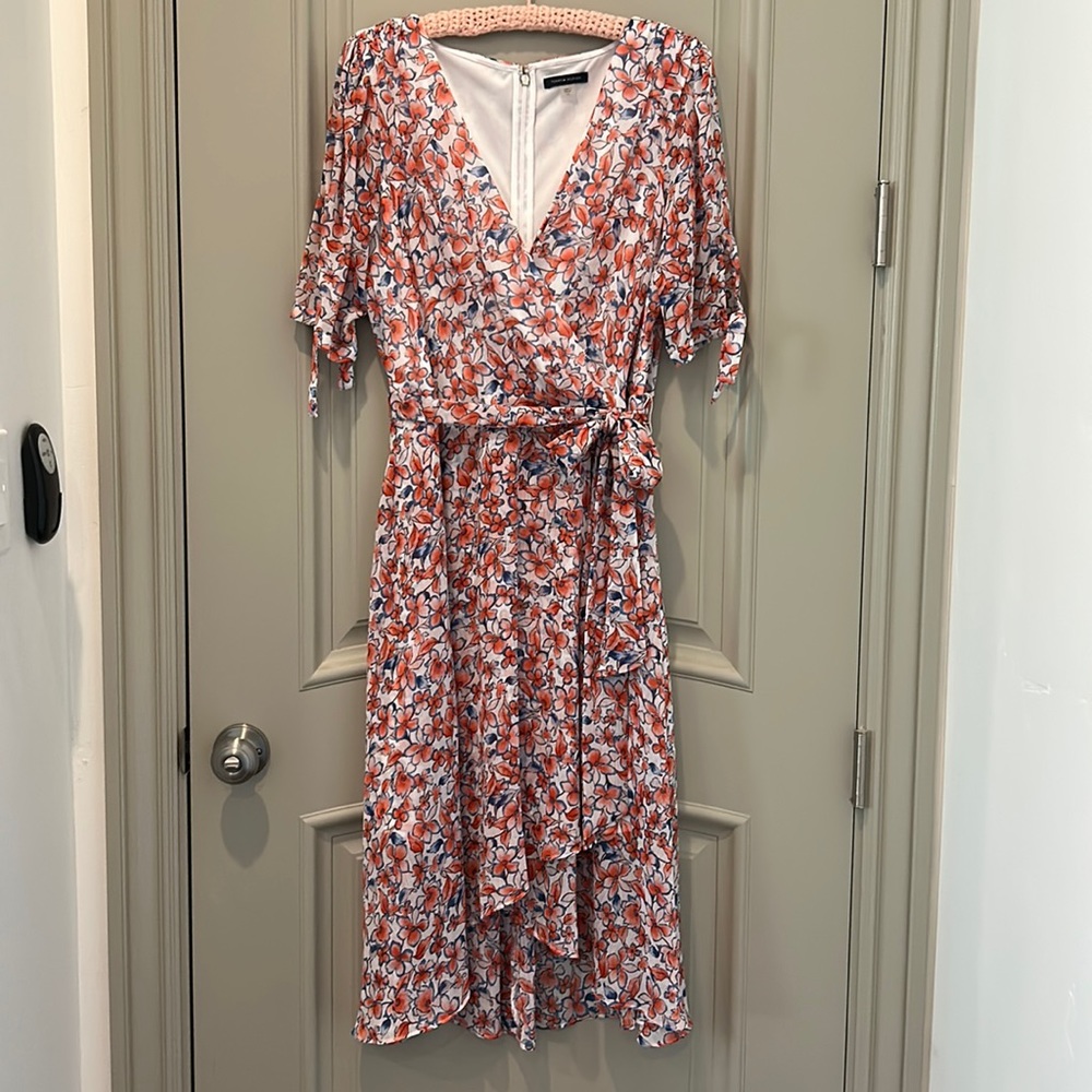 Tommy Hilfiger Floral Print Midi Wrap Dress